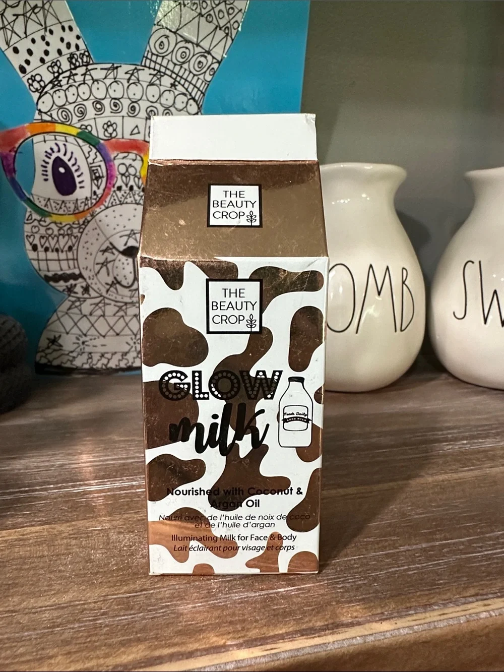 The Beauty Crop Glow Milk Illuminating Milk - White & Brown Cow-Print